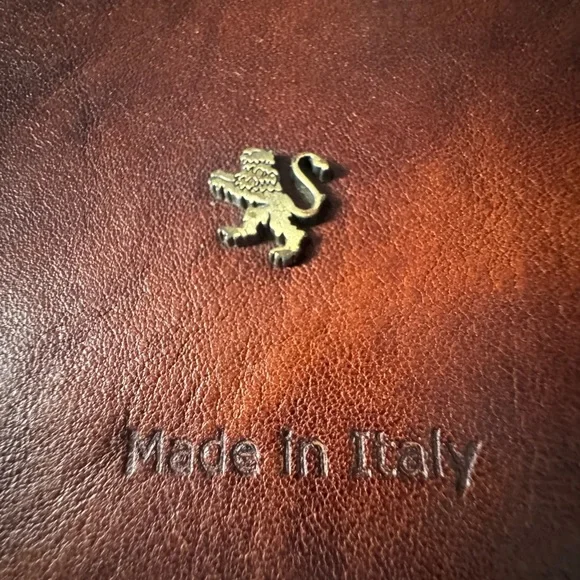 Brown Leather Clutch with Gold Accent - Picture 2 of 3